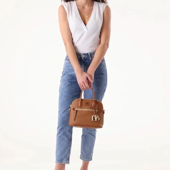 Dooney & Bourke Black and Brown Leather Satchel - Picture 8 of 9